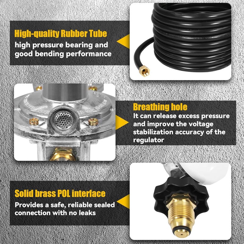 DEEKOOL 24 FT F273684 Propane Hose Compatible for mr heater F273684 buddy heaters Propane Hose f273684 with Regulator for RV, Gill, Gas Stove, Gas Generator, 3/8in Female x 3/8in Male Street Elbow - Image 3